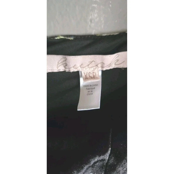 Hutch Anthropologie Dress Womens XS Black Floral Velvet Empire Waist Side Slit - Picture 2 of 8